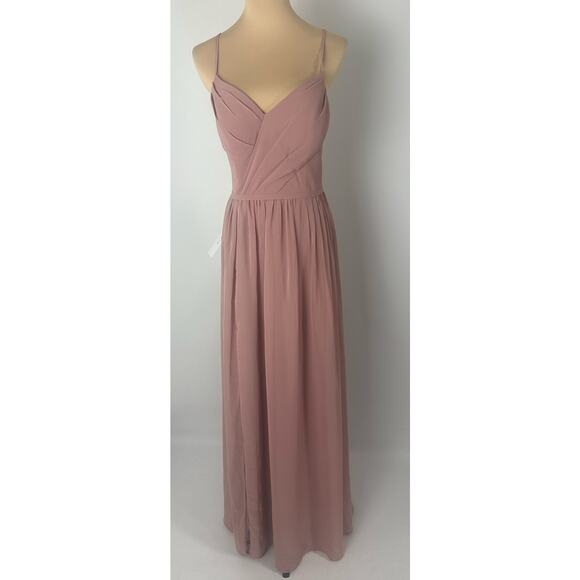 Azazie NWT Size 8 A8 Cora Dress Dusty Rose Chiffon Bridesmaid Pink - Picture 4 of 13